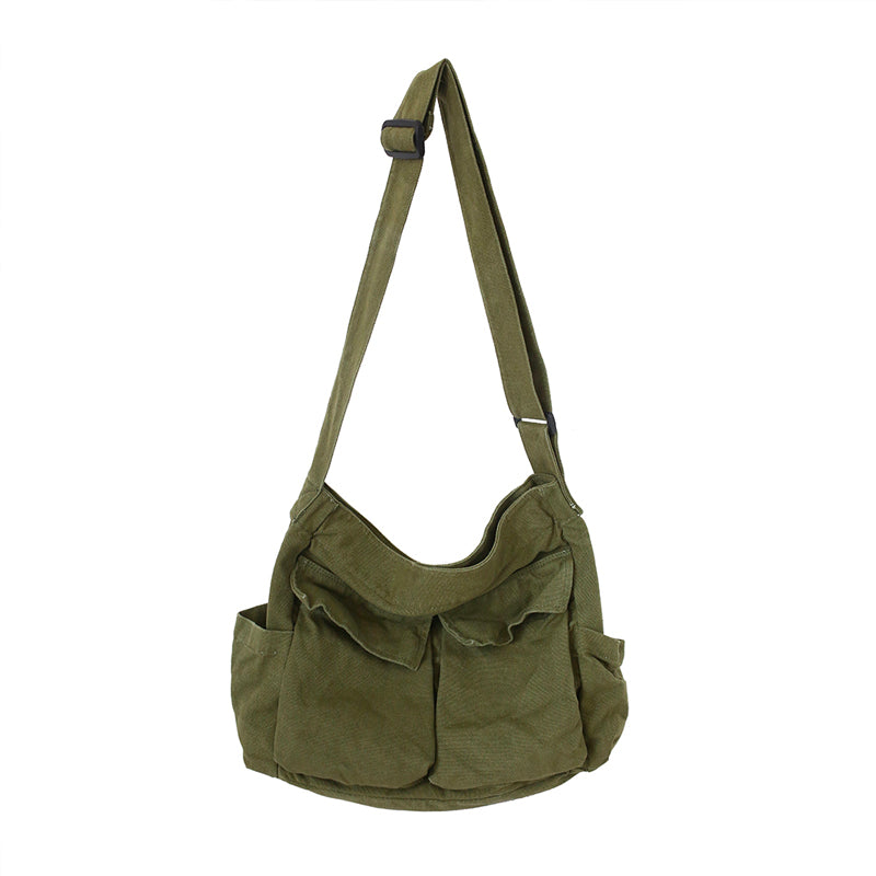 Lerret Ensfarget Messenger Bag