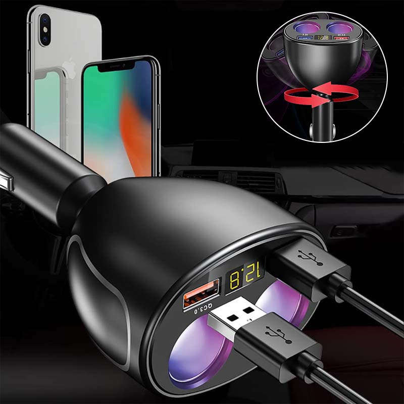 360° Roterbar Ladeadapter for Sigarettenner i Bilen