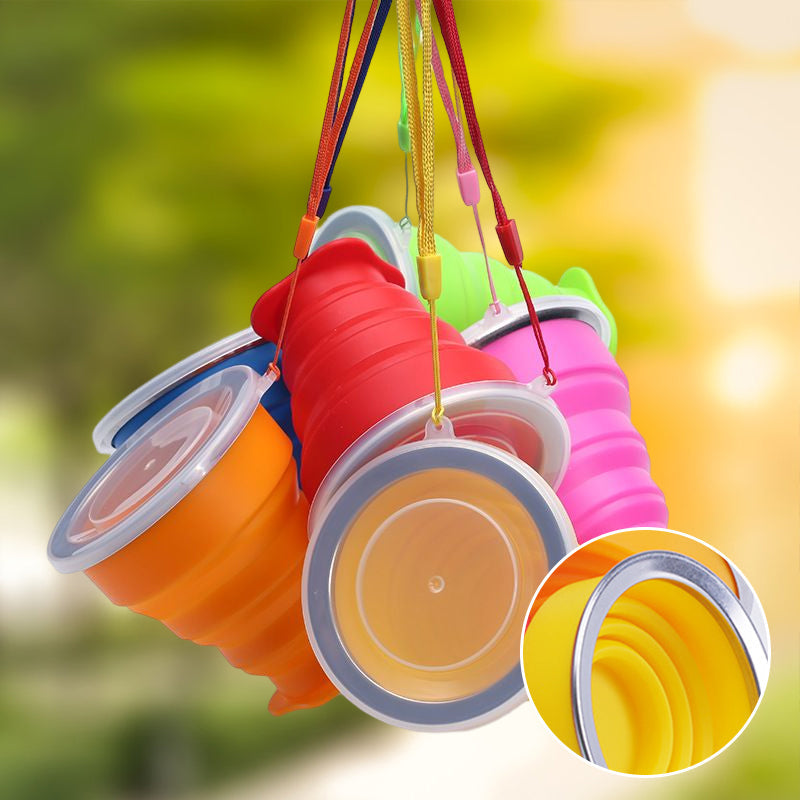 Saker Silikon Folding Camping Cup med lokk