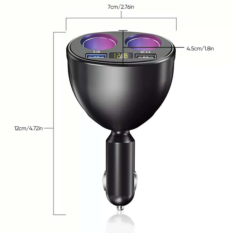 360° Roterbar Ladeadapter for Sigarettenner i Bilen