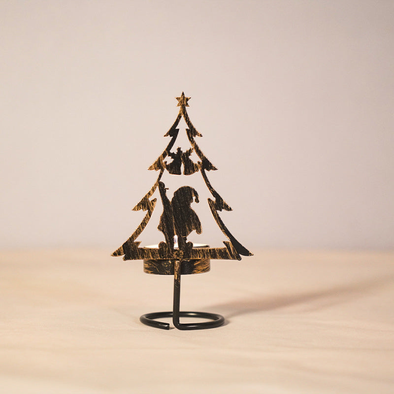 Juletreformet lysestake i jern