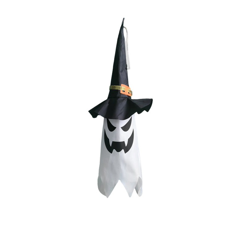 Opphengt, lysende og glødende heksehatt til halloween